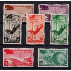 COLONIAS ITALIANAS EMISIONES GENERALES 1934 AEREOS Yv 31/7 SERIE COMPLETA DE ESTAMPILLAS NUEVAS CON GOMA MUY LINDAS Y RARAS CAMPEONATO MUNDIAL DE FUTBOL 265 EUROS